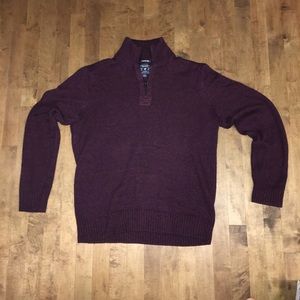 American Eagle Burgundy Quarter Zip Knit Sweater